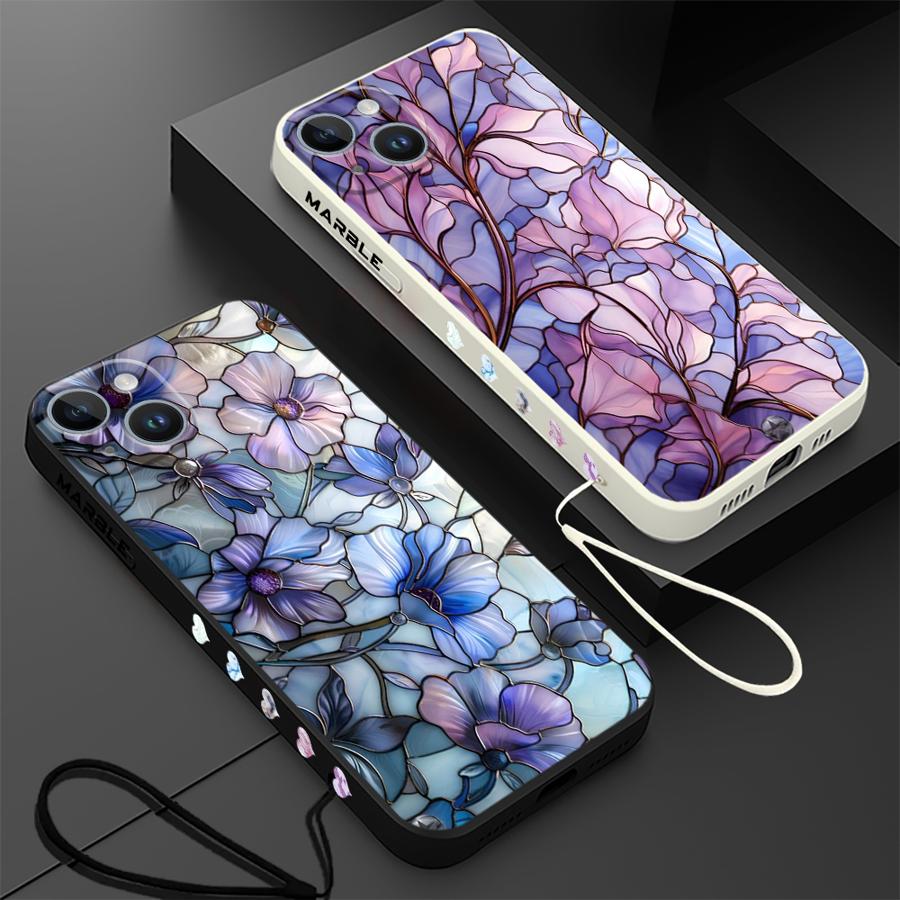 Lanyard Anime Logo - 꽃 대리석 전화 케이스 iPhone 11